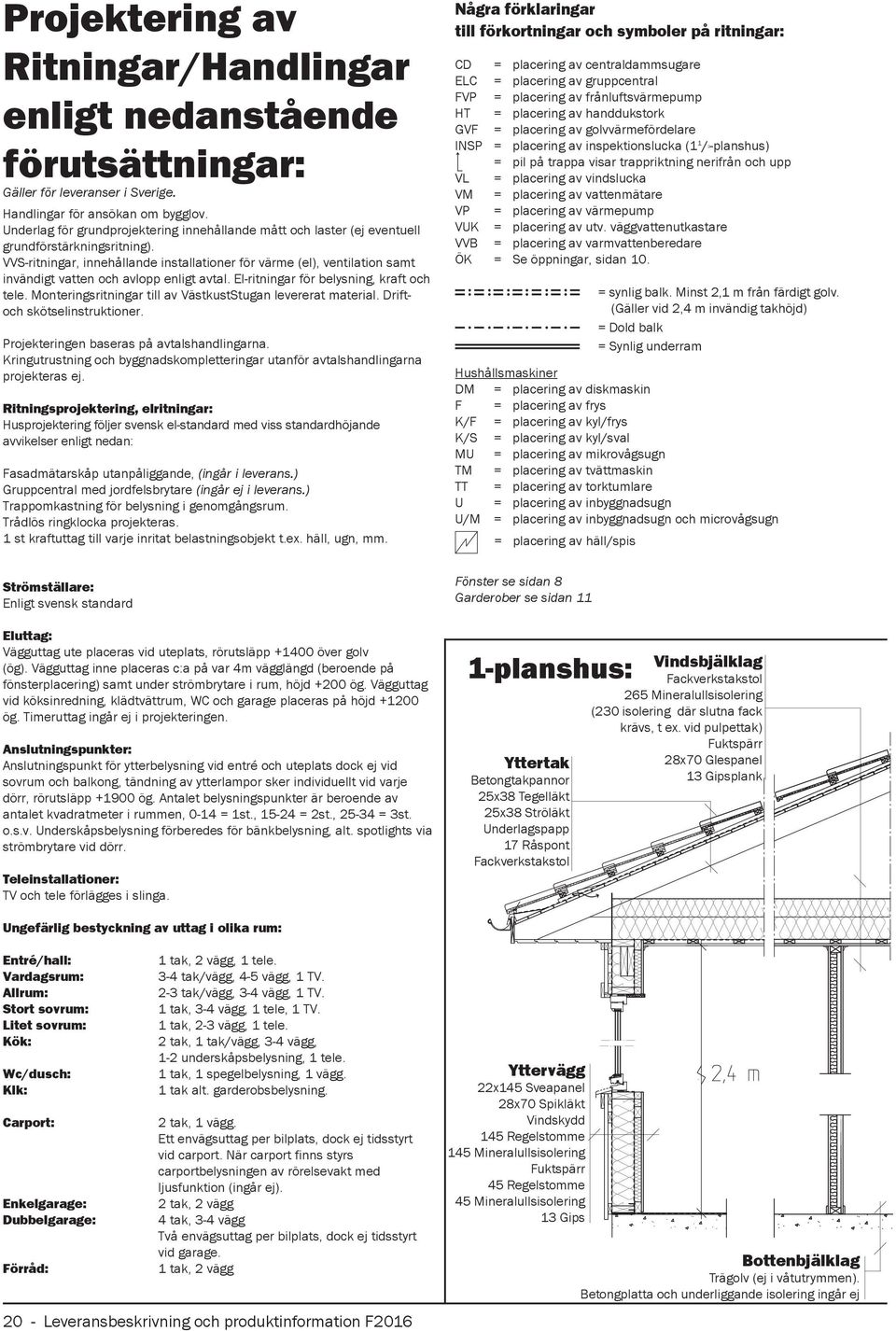 VVS-ritningar, innehållande installationer för värme (el), ventilation samt invändigt vatten och avlopp enligt avtal. El-ritningar för belysning, kraft och tele.