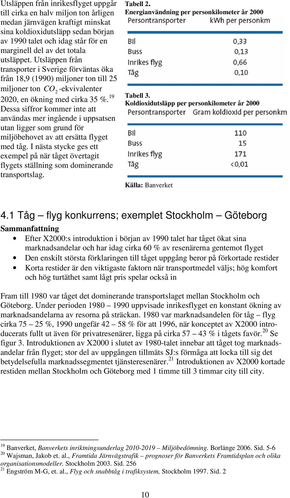 19 Dessa siffror kommer inte att användas mer ingående i uppsatsen utan ligger som grund för miljöbehovet av att ersätta flyget med tåg.