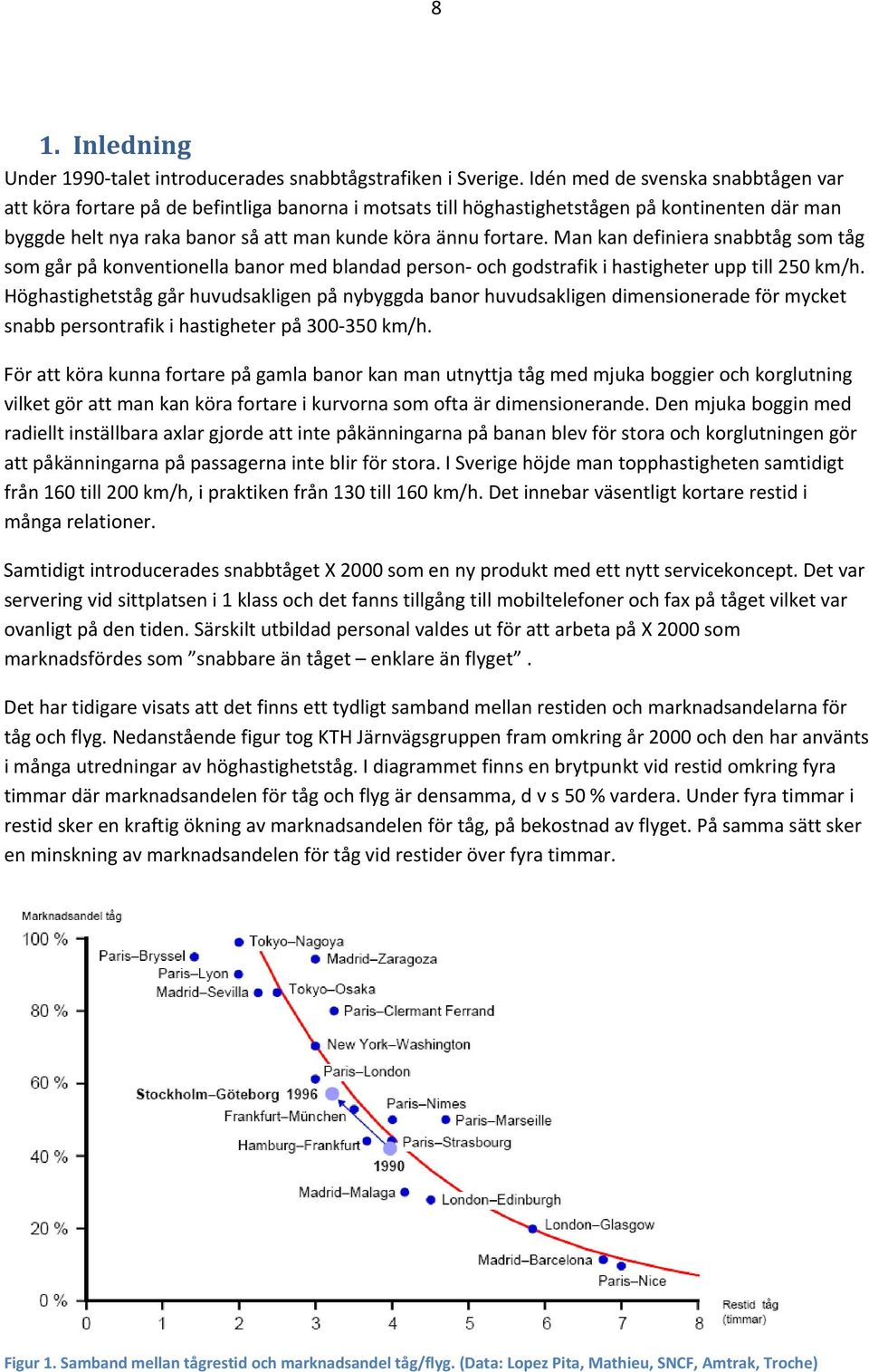 Man kan definiera snabbtåg som tåg som går på konventionella banor med blandad person och godstrafik i hastigheter upp till 250 km/h.