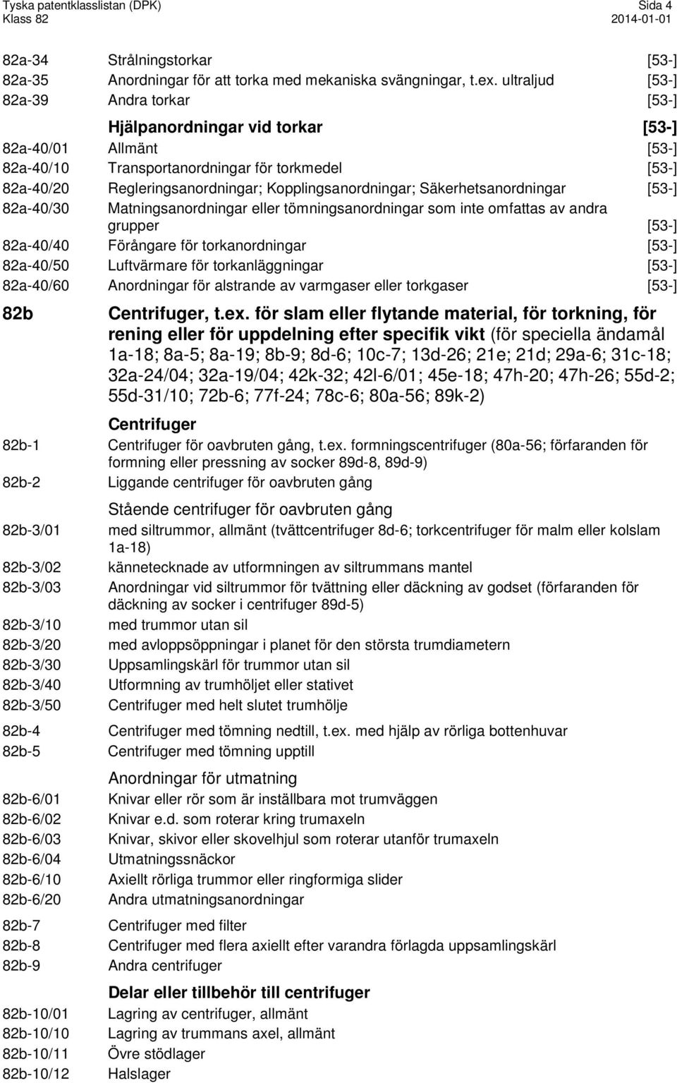 Kopplingsanordningar; Säkerhetsanordningar [53-] 82a-40/30 Matningsanordningar eller tömningsanordningar som inte omfattas av andra grupper [53-] 82a-40/40 Förångare för torkanordningar [53-]