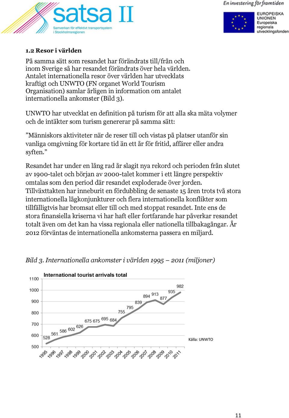 UNWTO har utvecklat en definition på turism för att alla ska mäta volymer och de intäkter som turism genererar på samma sätt: Människors aktiviteter när de reser till och vistas på platser utanför