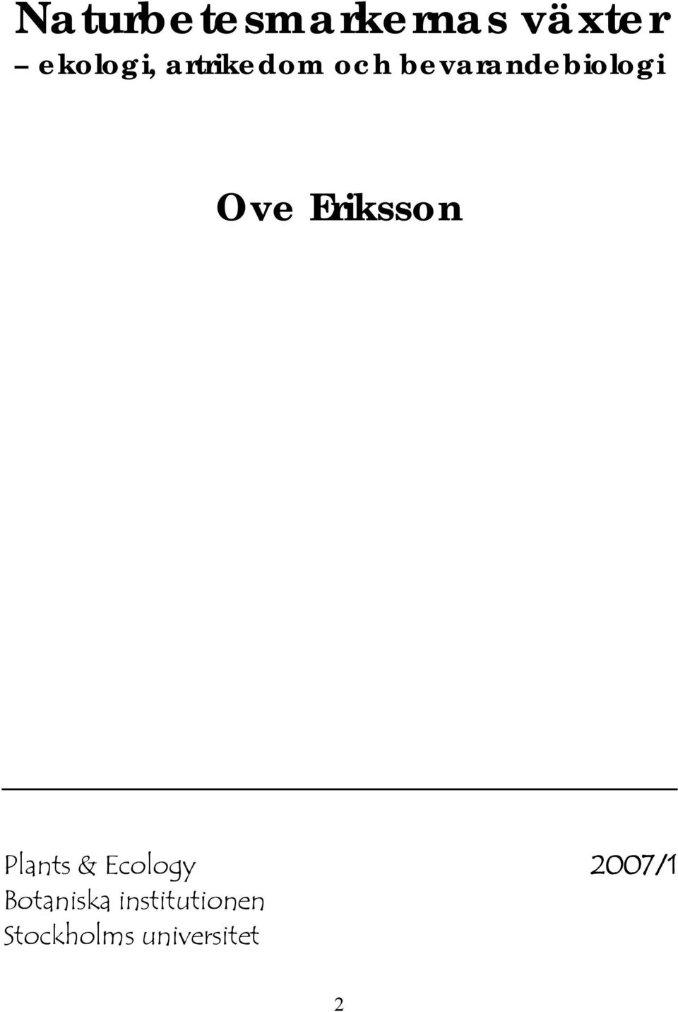 Eriksson Plants & Ecology 2007/1