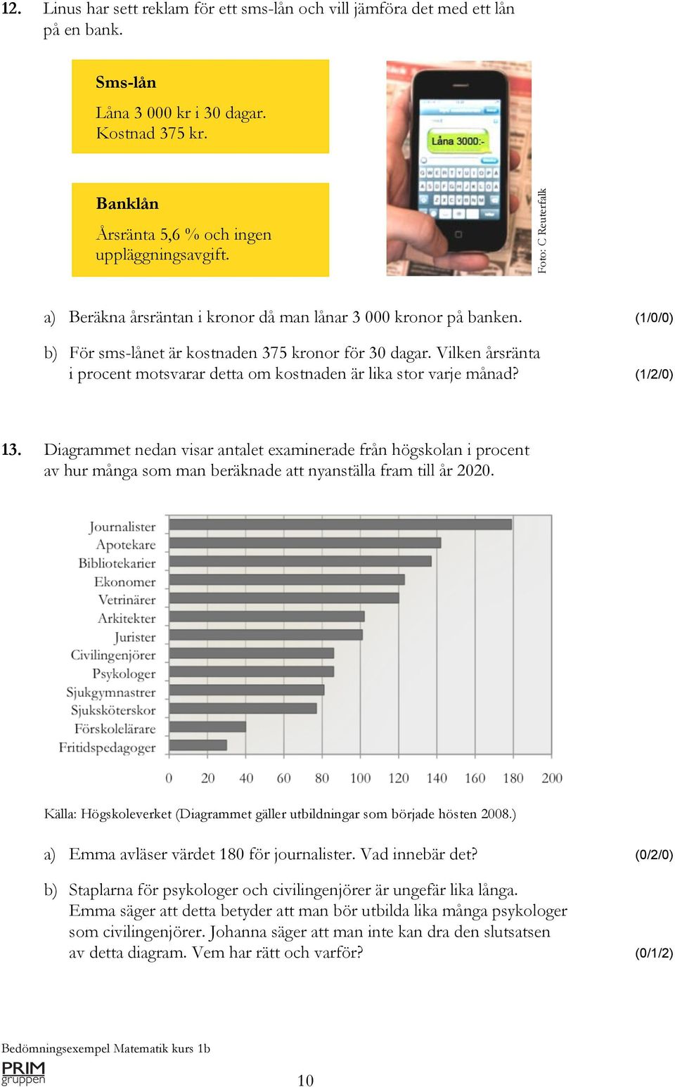 Vilken årsränta i procent motsvarar detta om kostnaden är lika stor varje månad? (1/2/0) 13.