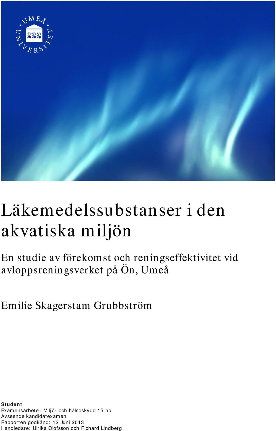 Grubbström Student Examensarbete i Miljö- och hälsoskydd 15 hp Avseende