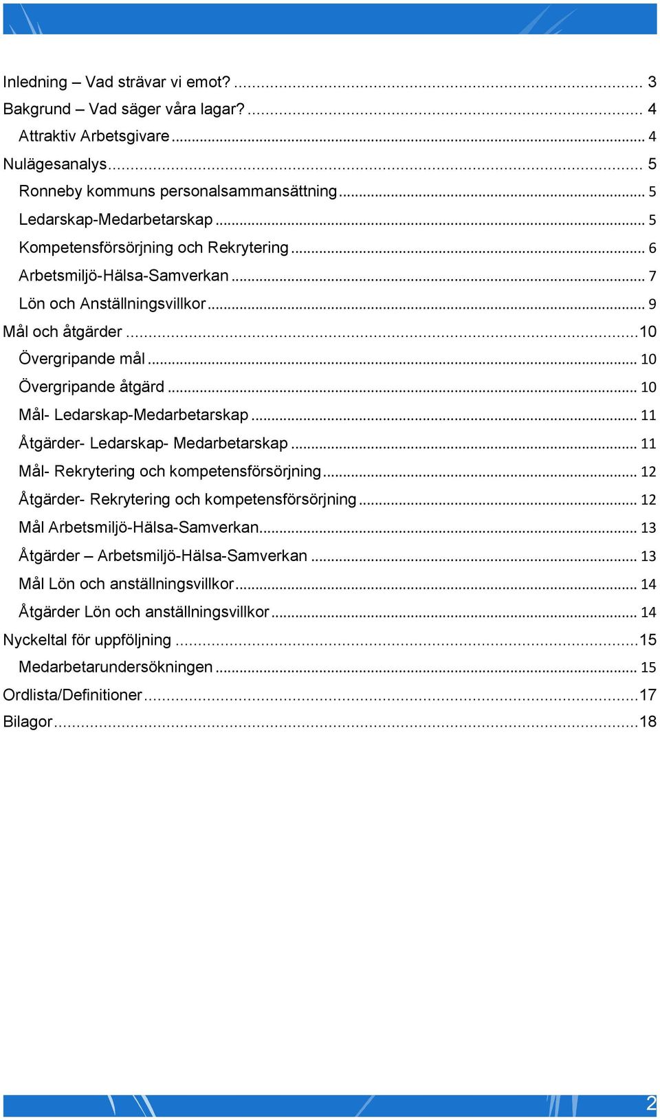 .. 10 Mål- Ledarskap-Medarbetarskap... 11 Åtgärder- Ledarskap- Medarbetarskap... 11 Mål- Rekrytering och kompetensförsörjning... 12 Åtgärder- Rekrytering och kompetensförsörjning.