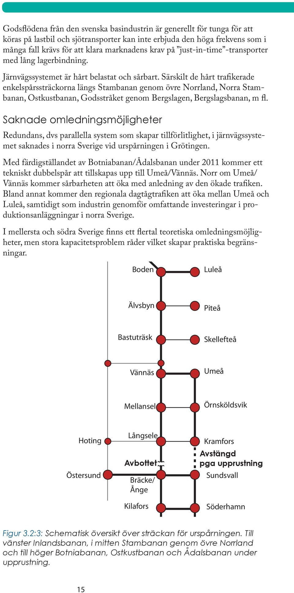 Särskilt de hårt trafikerade enkelspårssträckorna längs Stambanan genom övre Norrland, Norra Stambanan, Ostkustbanan, Godsstråket genom Bergslagen, Bergslagsbanan, m fl.