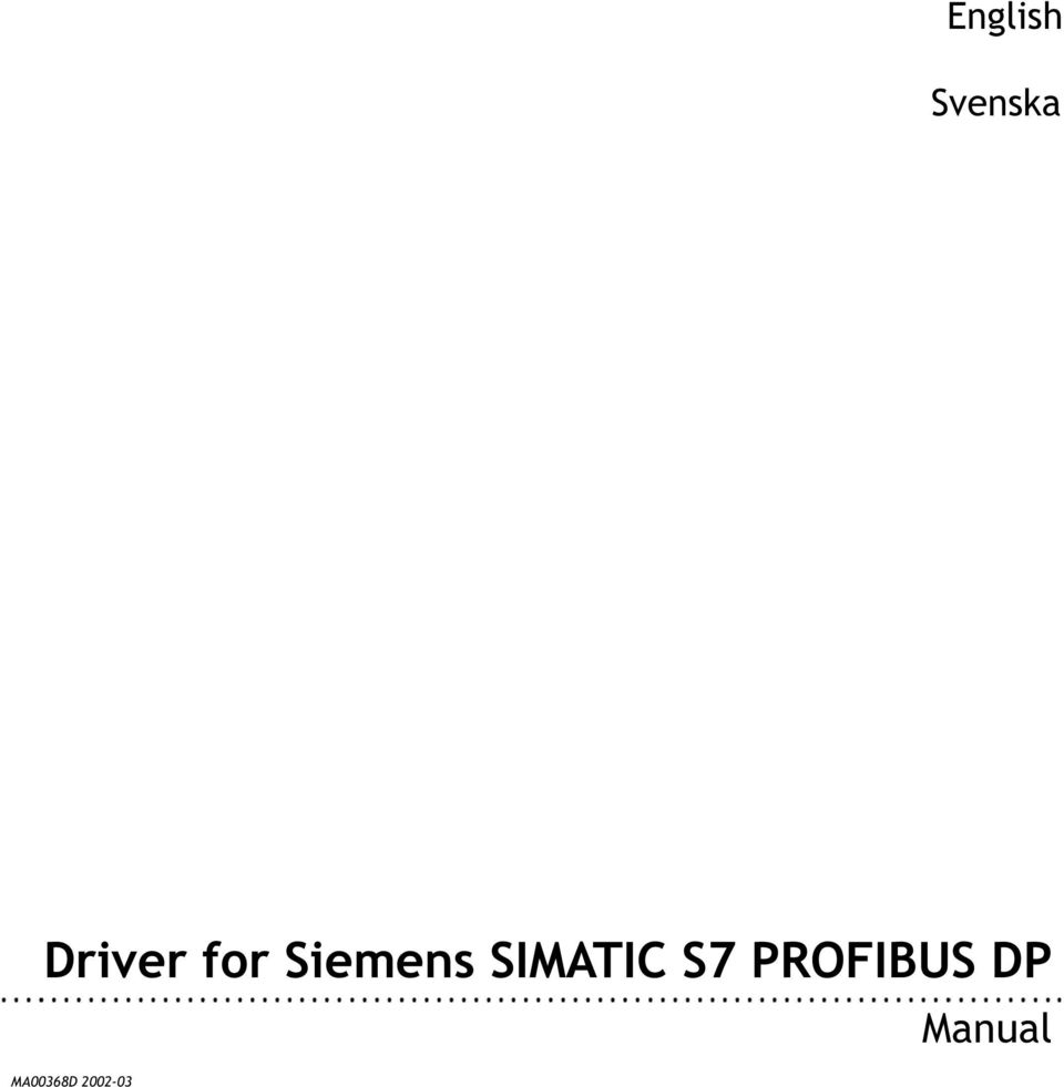 SIMATIC S7 PROFIBUS