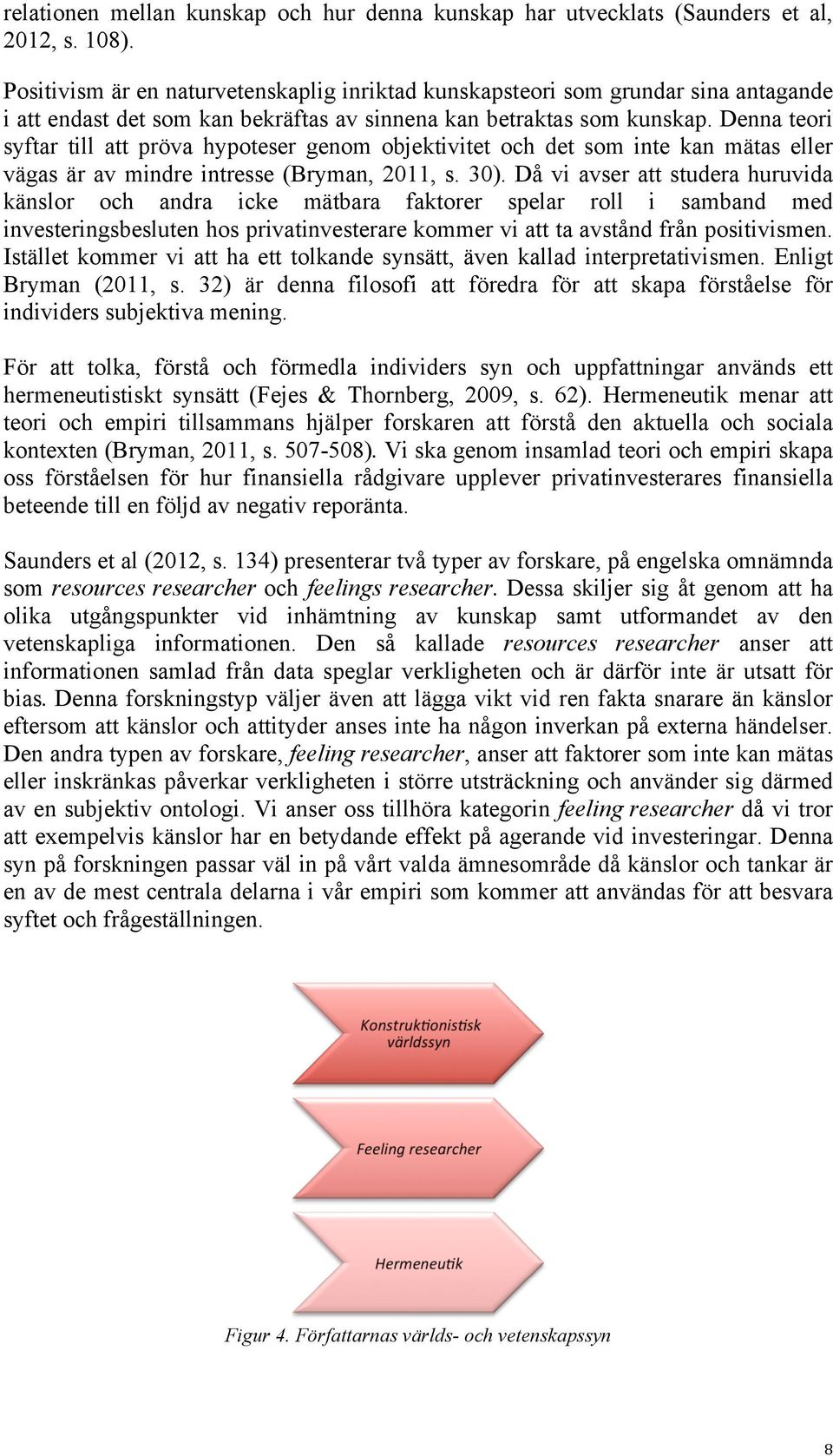 Denna teori syftar till att pröva hypoteser genom objektivitet och det som inte kan mätas eller vägas är av mindre intresse (Bryman, 2011, s. 30).