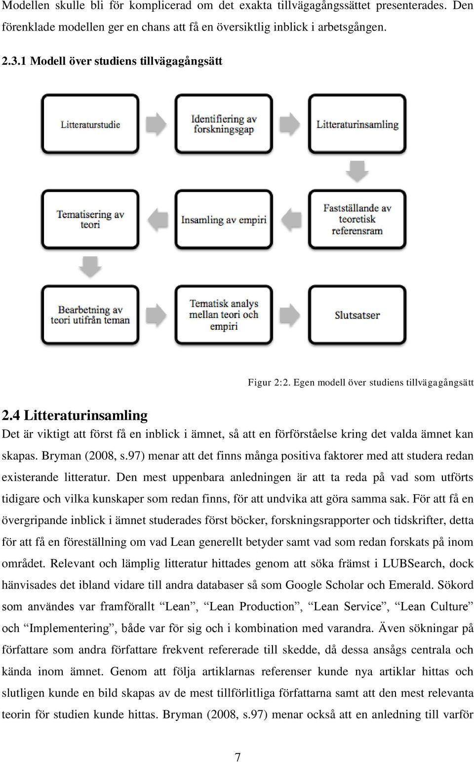 4 Litteraturinsamling Det är viktigt att först få en inblick i ämnet, så att en förförståelse kring det valda ämnet kan skapas. Bryman (2008, s.