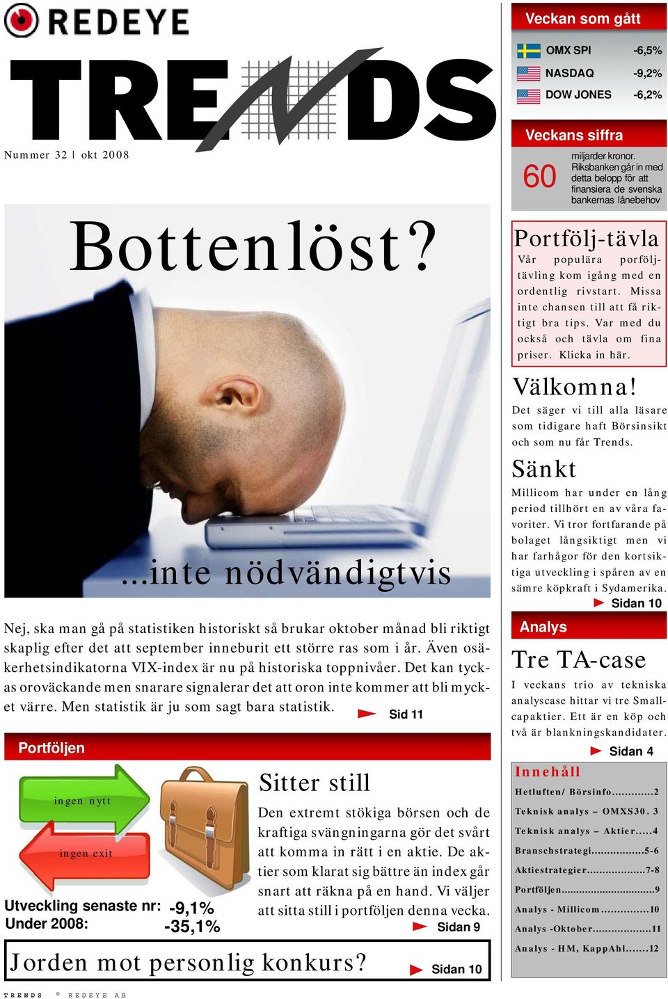 Men statistik är ju som sagt bara statistik. Sid 11 Portföljen Bottenlöst? ingen nytt ingen exit Utveckling senaste nr: -9,1% Under 2008: -35,1%.