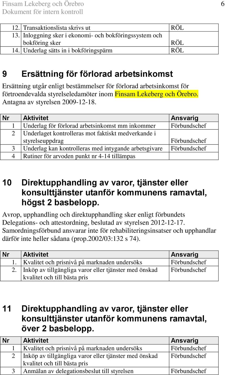 och Örebro. Antagna av styrelsen 2009-12-18.