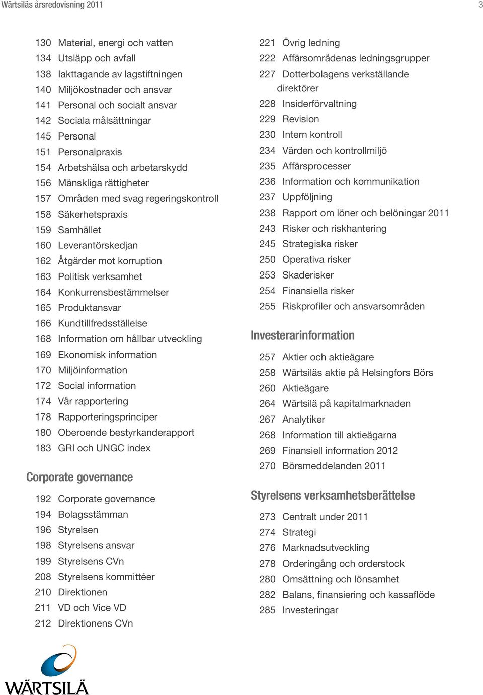 162 Åtgärder mot korruption 163 Politisk verksamhet 164 Konkurrensbestämmelser 165 Produktansvar 166 Kundtillfredsställelse 168 Information om hållbar utveckling 169 Ekonomisk information 170