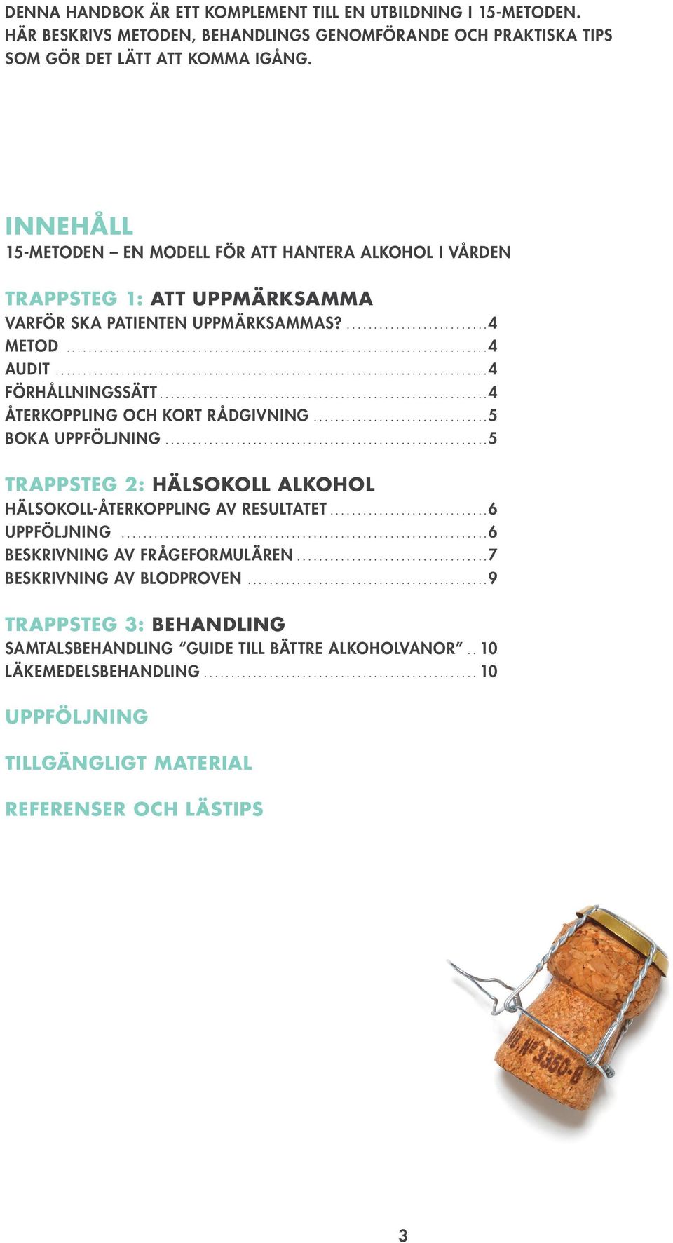 ..4 ÅTERKOPPLING OCH KORT RÅDGIVNING...5 BOKA UPPFÖLJNING...5 TRAPPSTEG 2: HÄLSOKOLL ALKOHOL HÄLSOKOLL-ÅTERKOPPLING AV RESULTATET...6 UPPFÖLJNING...6 BESKRIVNING AV FRÅGEFORMULÄREN.