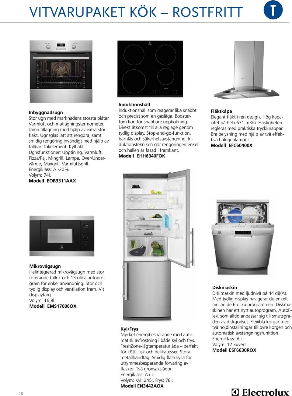 Ugnsfunktioner: Upptining, Varmluft, Pizza/Paj, Mingrill, Lampa, Över/Undervärme, Maxgrill, Varmluftsgrill. Energiklass: A -20% Volym: 74l.