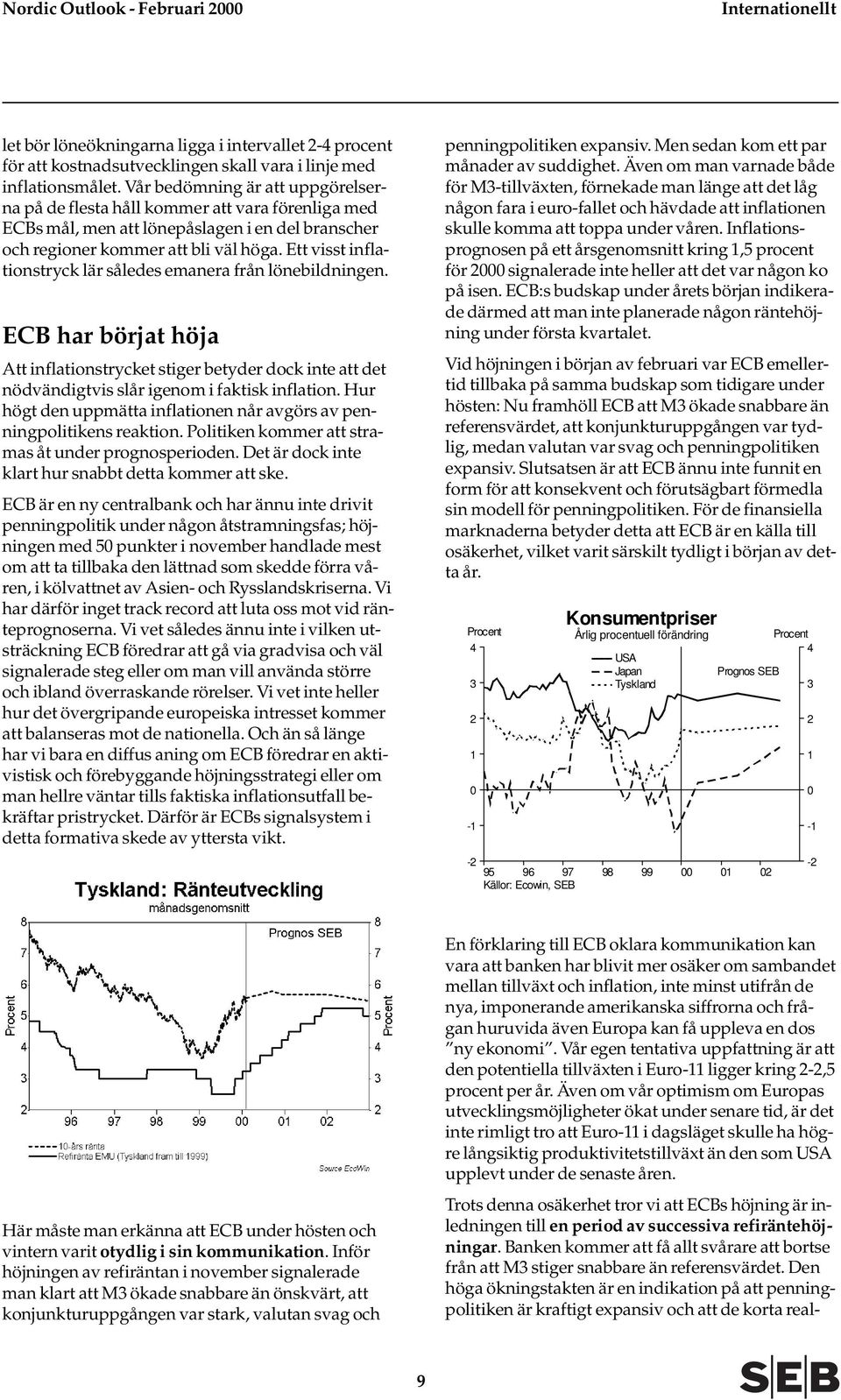 Ett visst inflationstryck lär således emanera från lönebildningen. ECB har börjat höja Att inflationstrycket stiger betyder dock inte att det nödvändigtvis slår igenom i faktisk inflation.