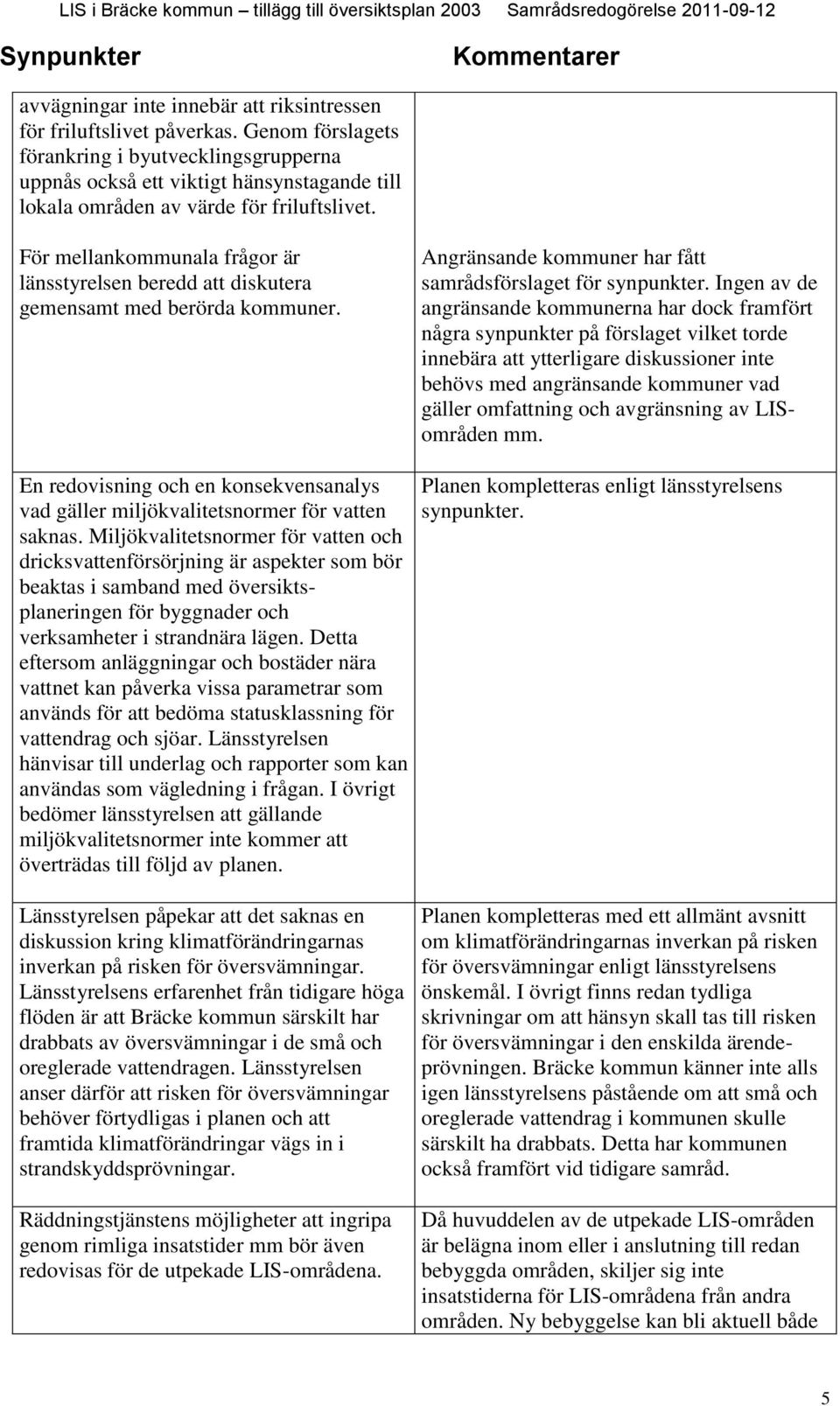 För mellankommunala frågor är länsstyrelsen beredd att diskutera gemensamt med berörda kommuner. Angränsande kommuner har fått samrådsförslaget för synpunkter.