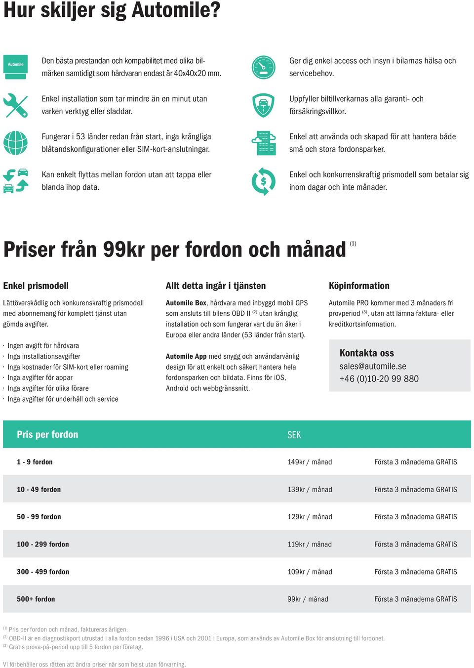 Kan enkelt flyttas mellan fordon utan att tappa eller blanda ihop data. Ger dig enkel access och insyn i bilarnas hälsa och servicebehov.