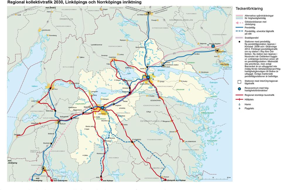 Ny pendeltågsstation öppnas i 200 och i 2012. Förlängd pendeltågstrafik om ny station i före Ostlänken. Ny station kan öppnas i när Ostlänken byggts ut.