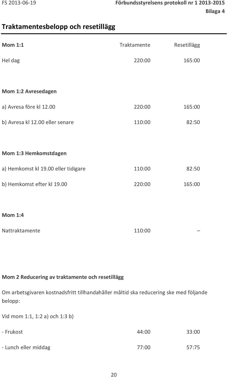 00 eller tidigare 110:00 82:50 b) Hemkomst efter kl 19.