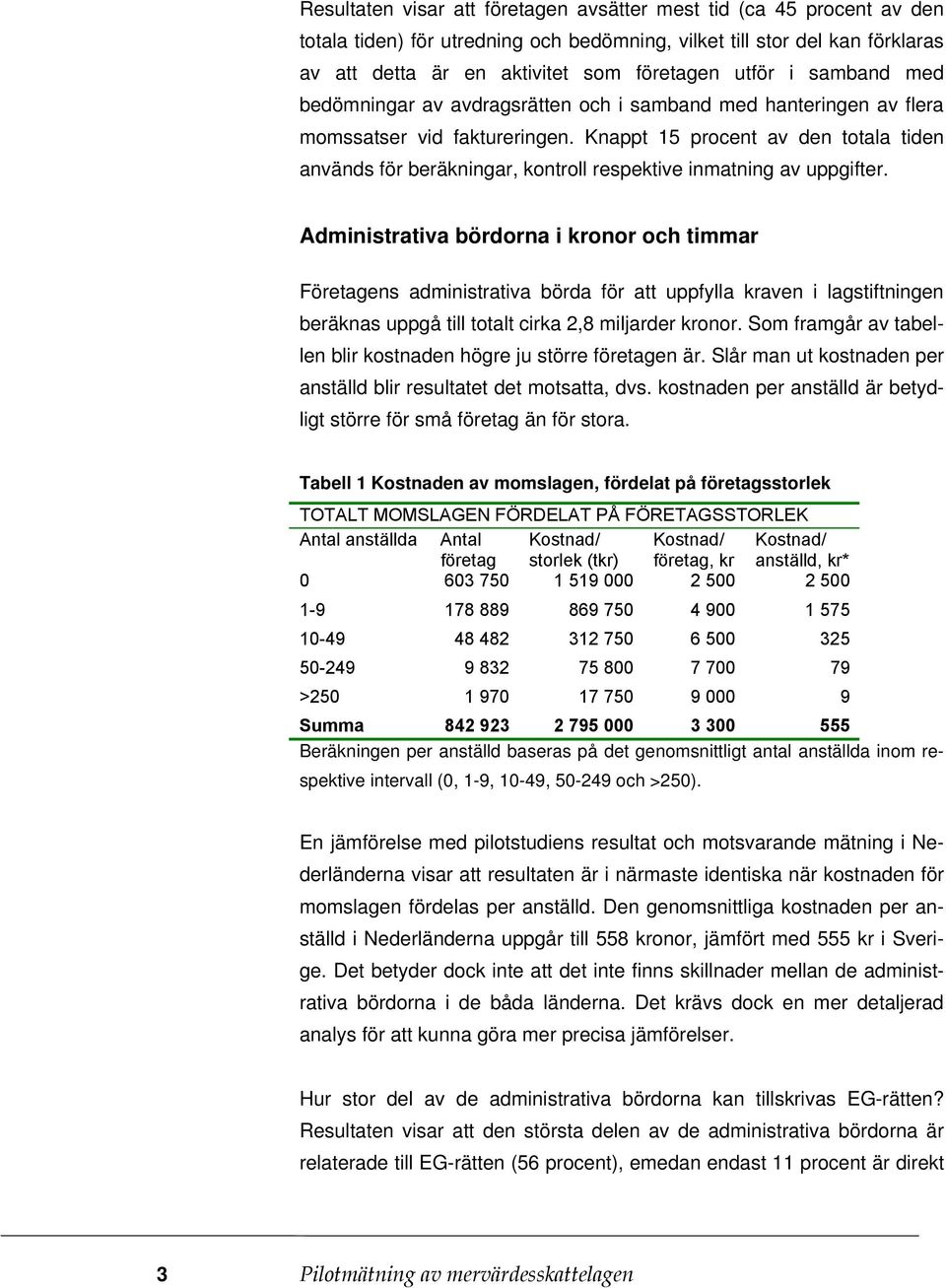 Knappt 15 procent av den totala tiden används för beräkningar, kontroll respektive inmatning av uppgifter.