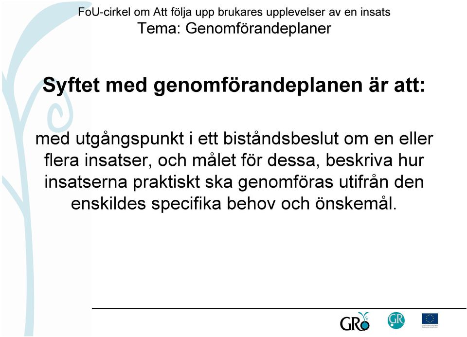 för dessa, beskriva hur insatserna praktiskt ska