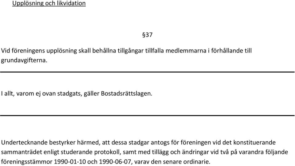 Undertecknande bestyrker härmed, att dessa stadgar antogs för föreningen vid det konstituerande sammanträdet enligt