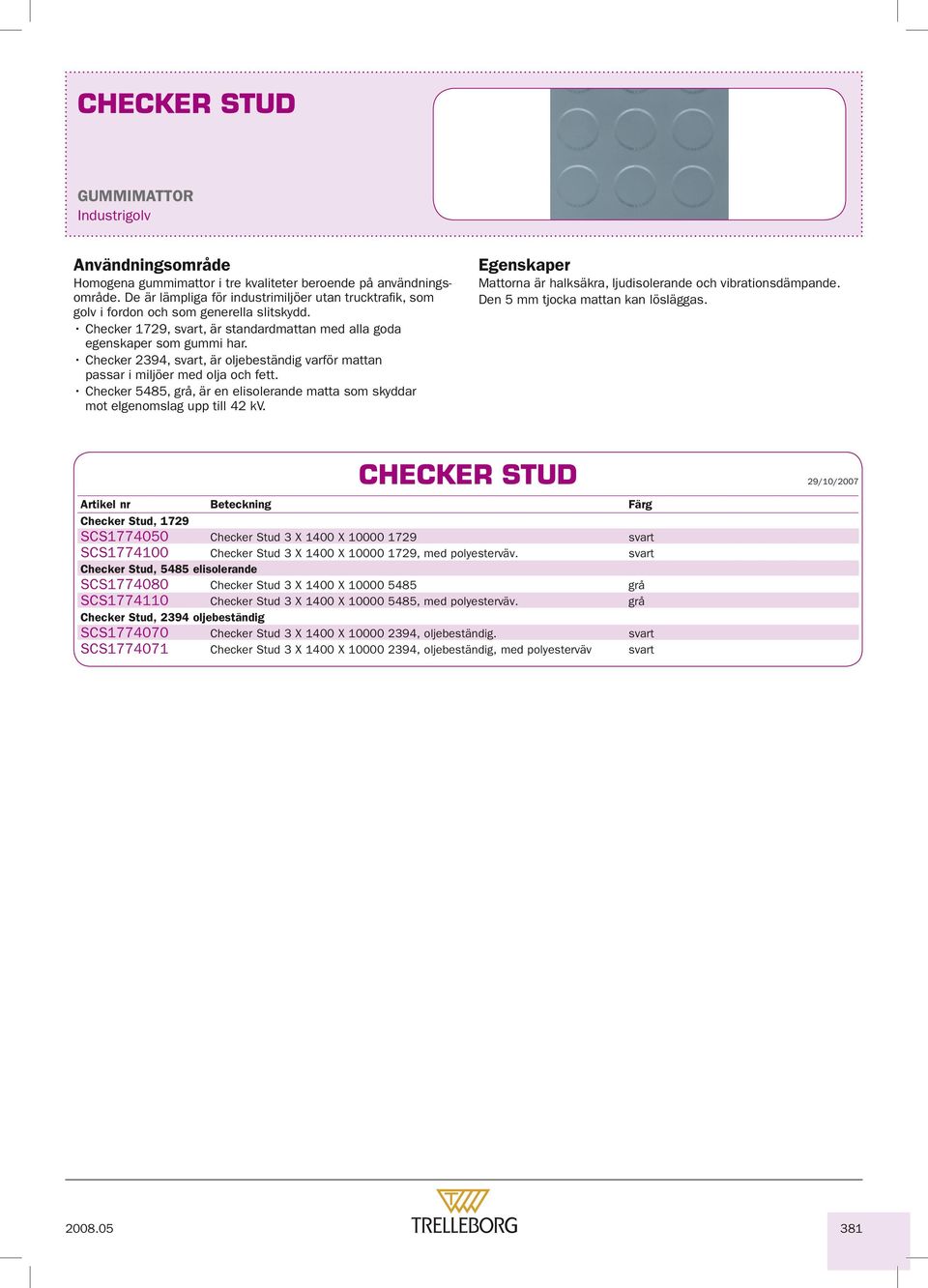 Checker 2394,, är oljebeständig varför attan passar i iljöer ed olja och fett. Checker 48, grå, är en elisolerande atta so skyddar ot e lgenoslag upp till 42 kv.