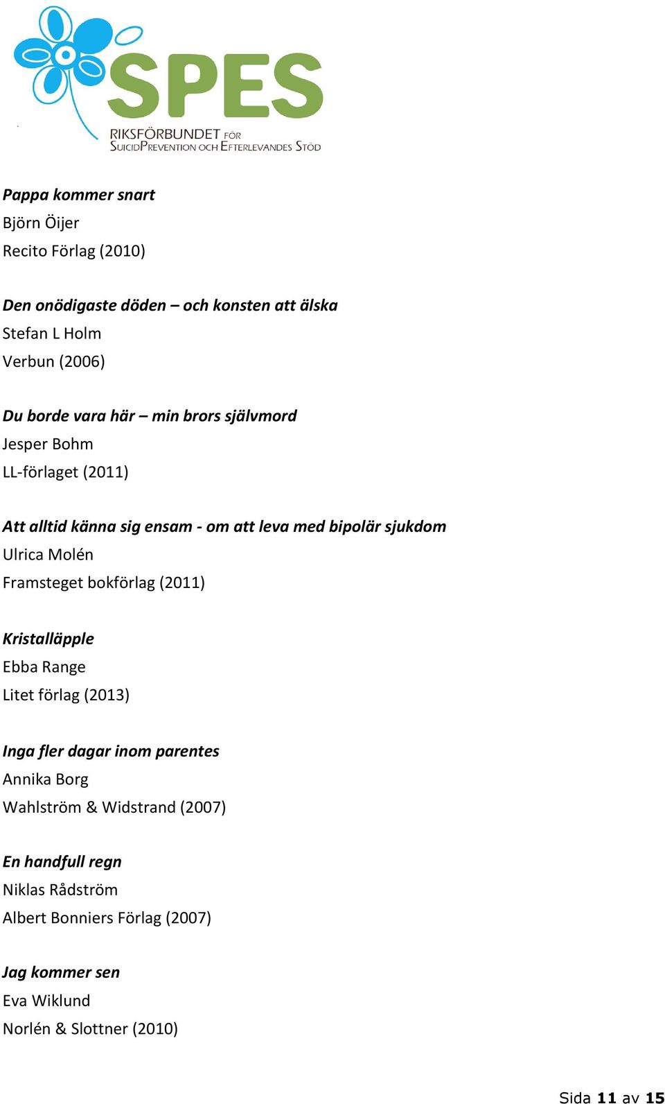 Framsteget bokförlag (2011) Kristalläpple Ebba Range Litet förlag (2013) Inga fler dagar inom parentes Annika Borg Wahlström &