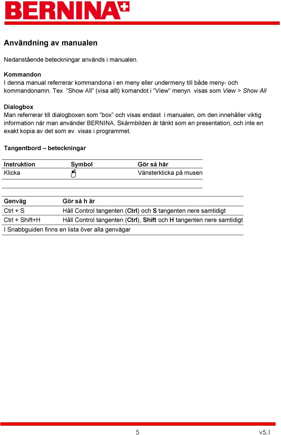 använder BERNINA. Skärmbilden är tänkt som en presentation, och inte en exakt kopia av det som ev. visas i programmet.