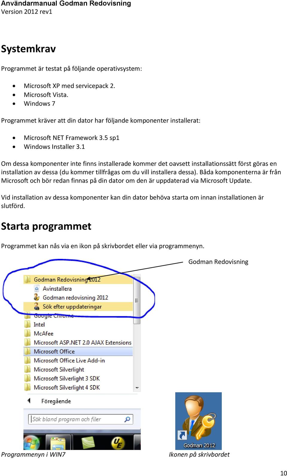 1 Om dessa komponenter inte finns installerade kommer det oavsett installationssätt först göras en installation av dessa (du kommer tillfrågas om du vill installera dessa).