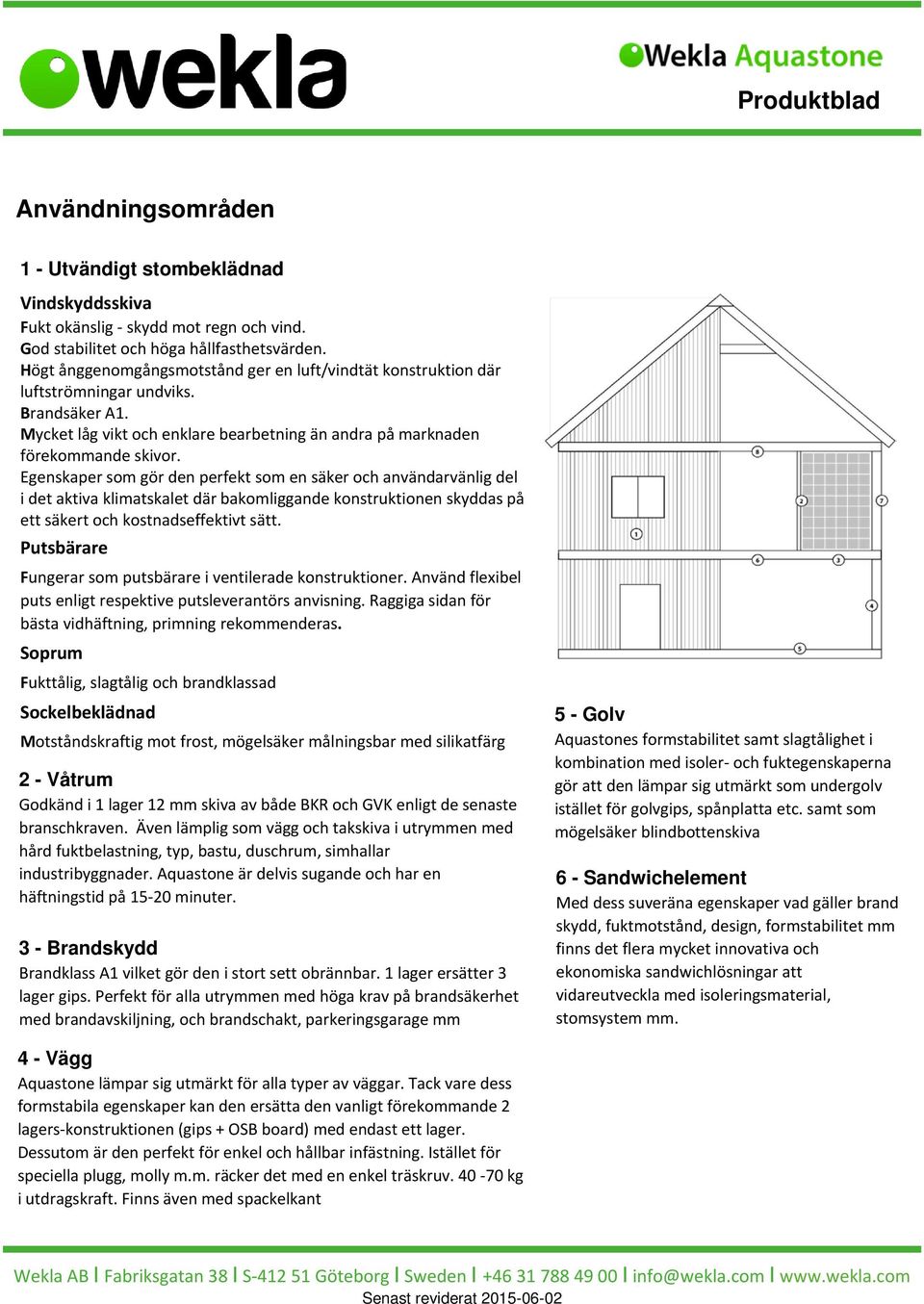 Egenskaper som gör den perfekt som en säker och användarvänlig del i det aktiva klimatskalet där bakomliggande konstruktionen skyddas på ett säkert och kostnadseffektivt sätt.