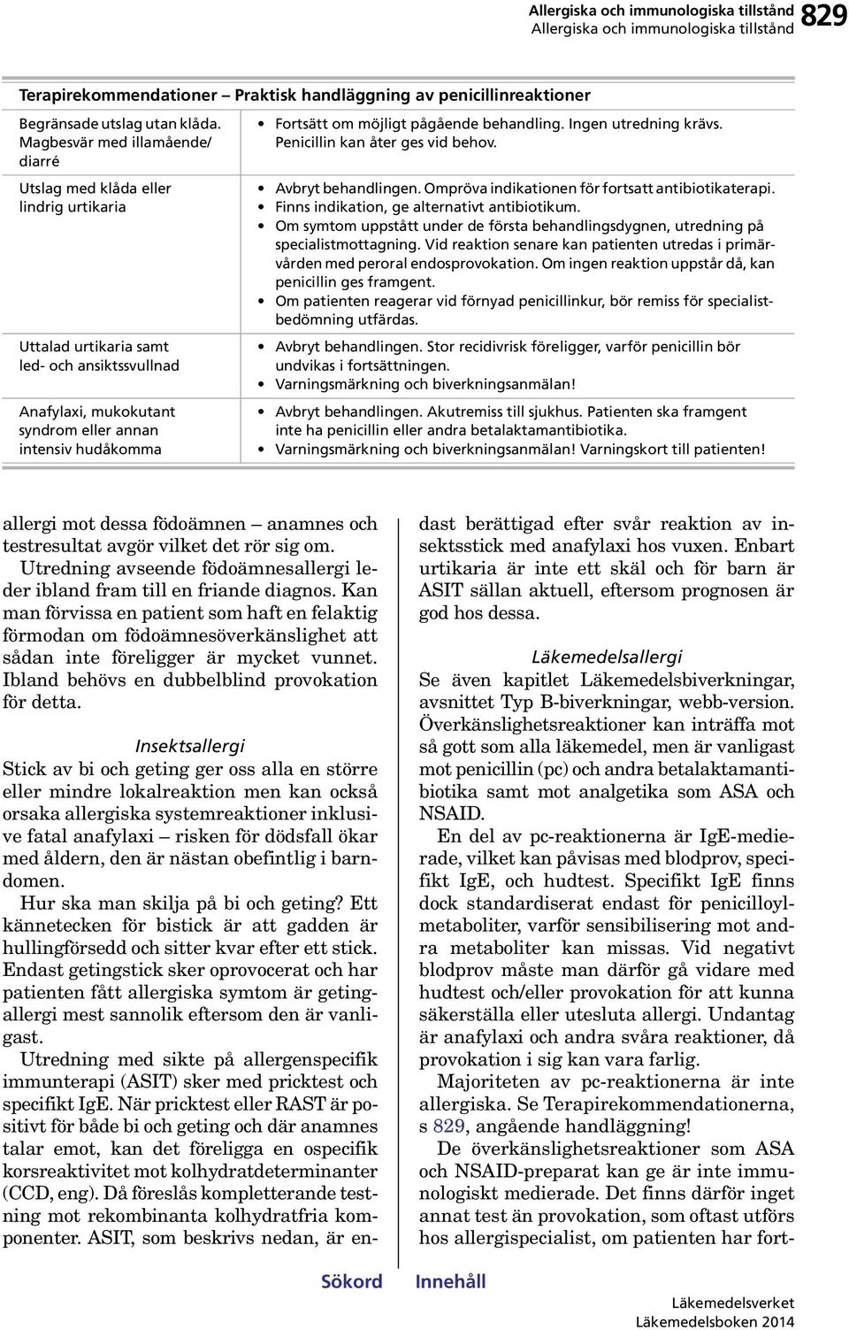 möjligt pågående behandling. Ingen utredning krävs. Penicillin kan åter ges vid behov. Avbryt behandlingen. Ompröva indikationen för fortsatt antibiotikaterapi.