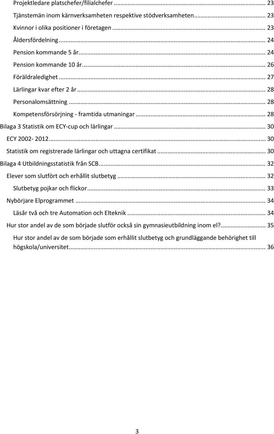 .. 28 Bilaga 3 Statistik om ECY cup och lärlingar... 30 ECY 2002 2012... 30 Statistik om registrerade lärlingar och uttagna certifikat... 30 Bilaga 4 Utbildningsstatistik från SCB.