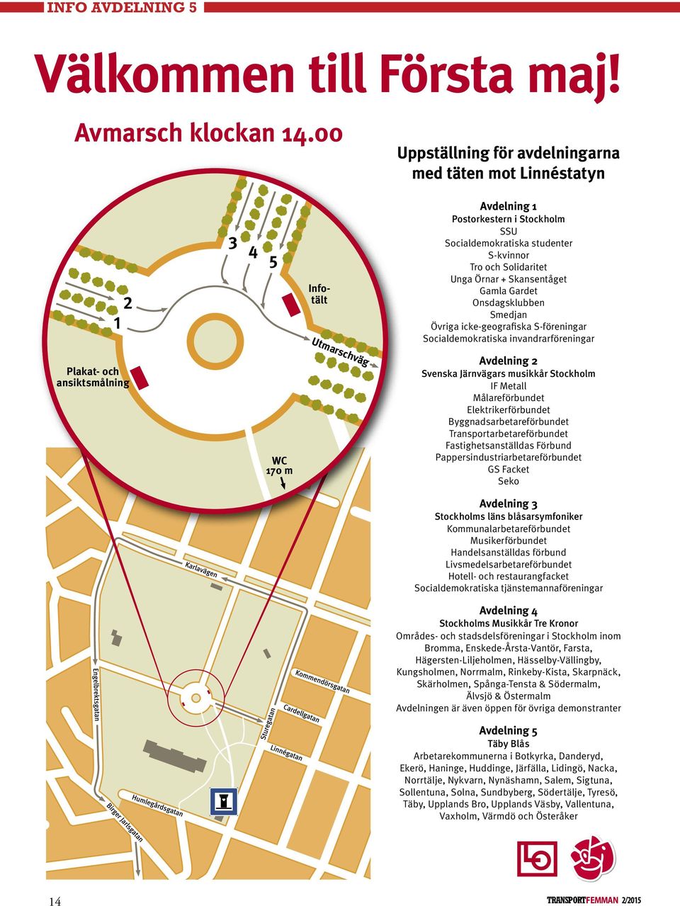 Skansentåget Gamla Gardet Onsdagsklubben Smedjan Övriga icke-geografiska S-föreningar Socialdemokratiska invandrarföreningar Plakat- och ansiktsmålning WC 170 m Utmarschväg Avdelning 2 Svenska