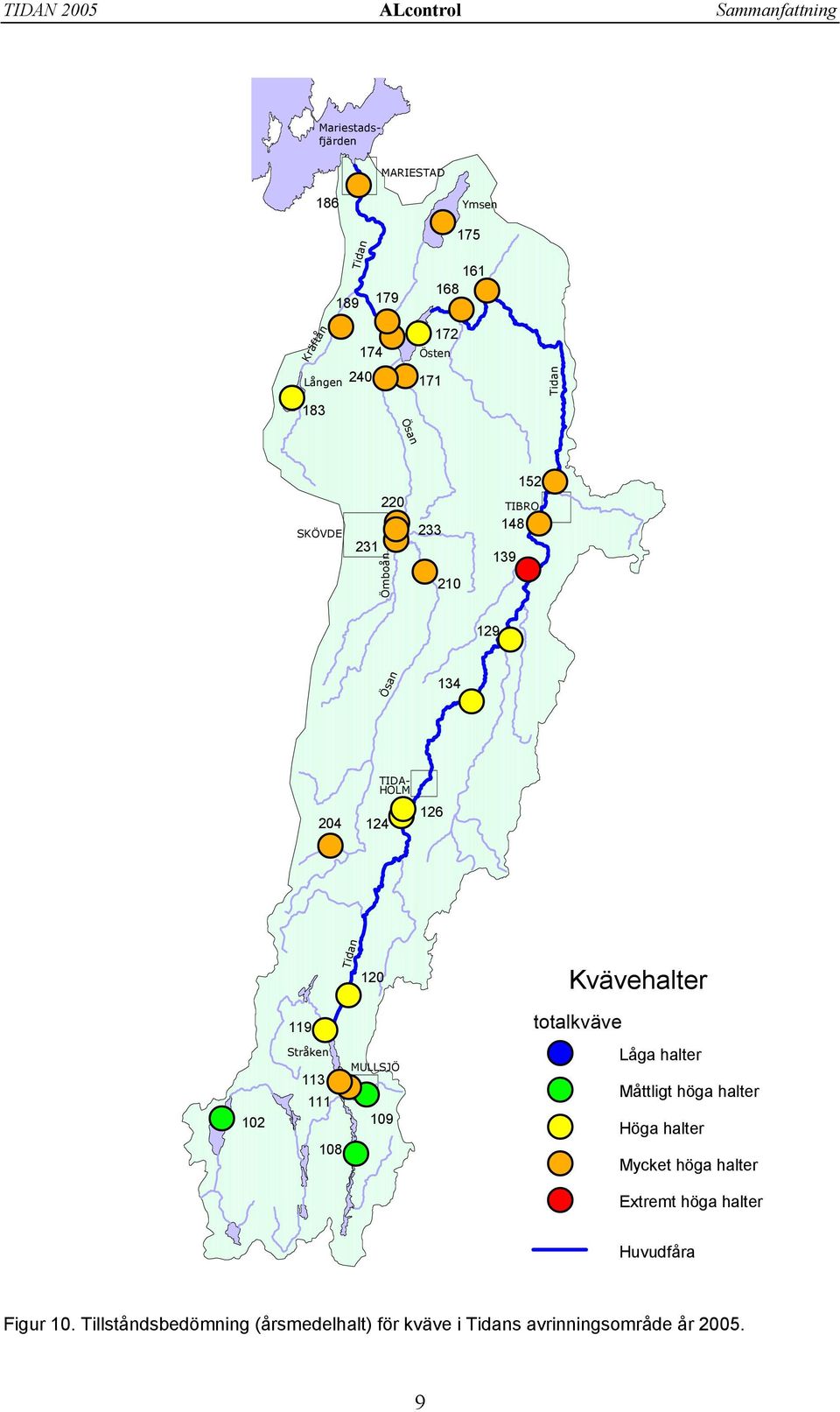 126 #S 12 119 Stråken #S #S 113 111 18 Tidan #S#S #S #S 12 MULLSJÖ 19 totalkväve #S #S #S #S #S Kvävehalter Låga halter Måttligt höga halter Höga