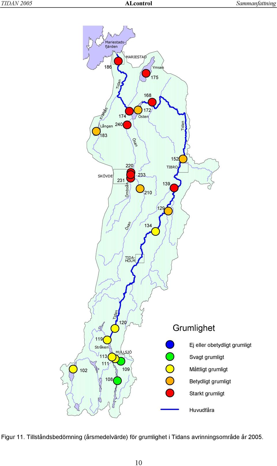 113 111 18 Tidan #S#S #S #S 12 MULLSJÖ 19 #S #S #S #S #S Grumlighet Ej eller obetydligt grumligt Svagt grumligt Måttligt grumligt