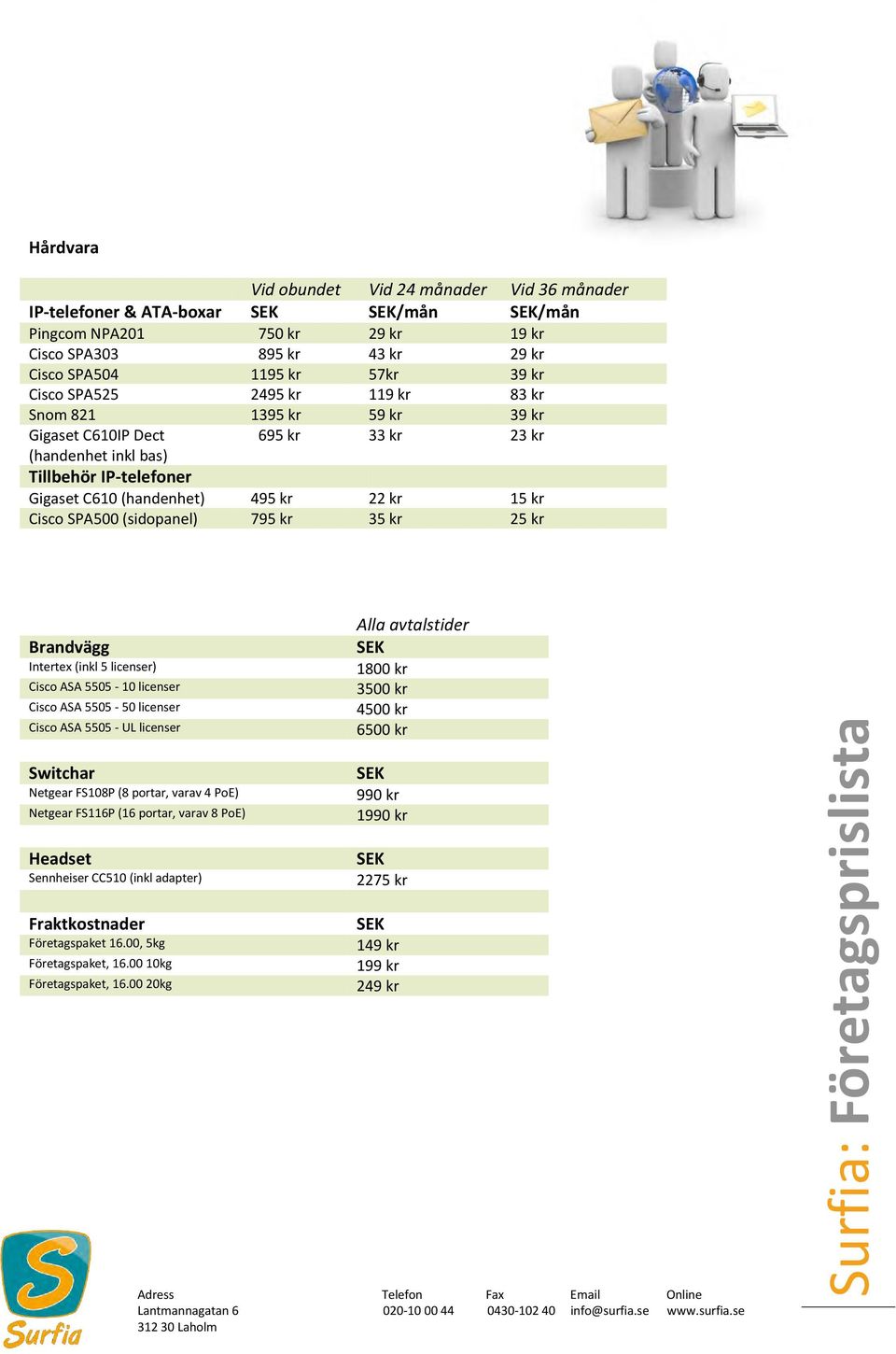 (sidopanel) 795 kr 35 kr 25 kr Brandvägg Intertex (inkl 5 licenser) Cisco ASA 5505-10 licenser Cisco ASA 5505-50 licenser Cisco ASA 5505 - UL licenser Switchar Netgear FS108P (8 portar, varav 4 PoE)