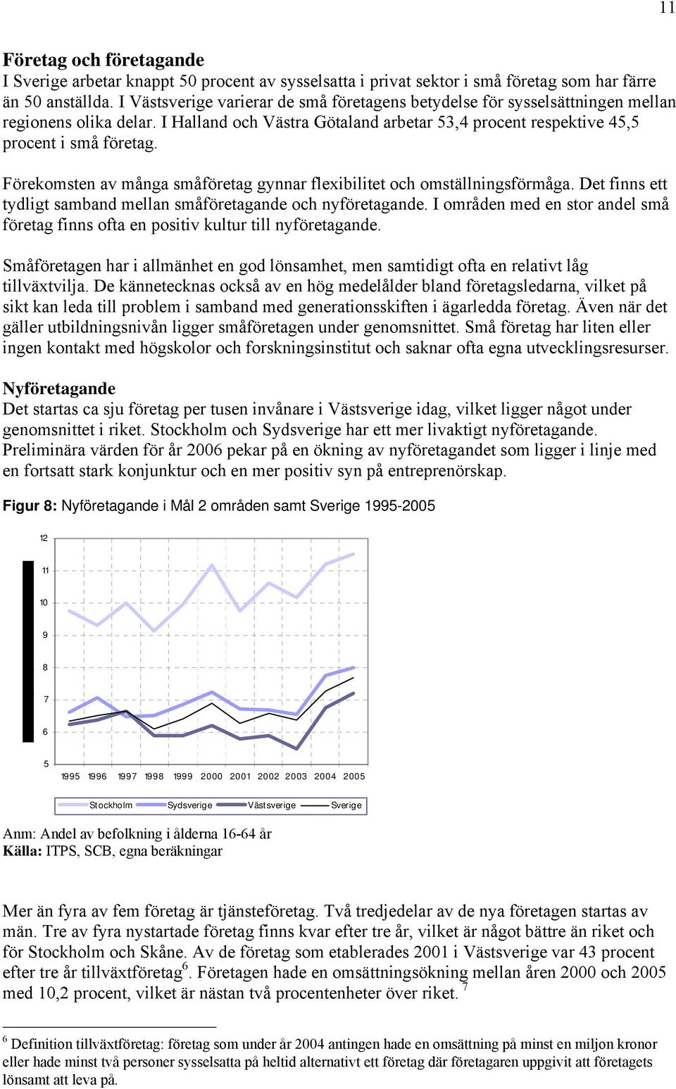 Förekomsten av många småföretag gynnar flexibilitet och omställningsförmåga. Det finns ett tydligt samband mellan småföretagande och nyföretagande.