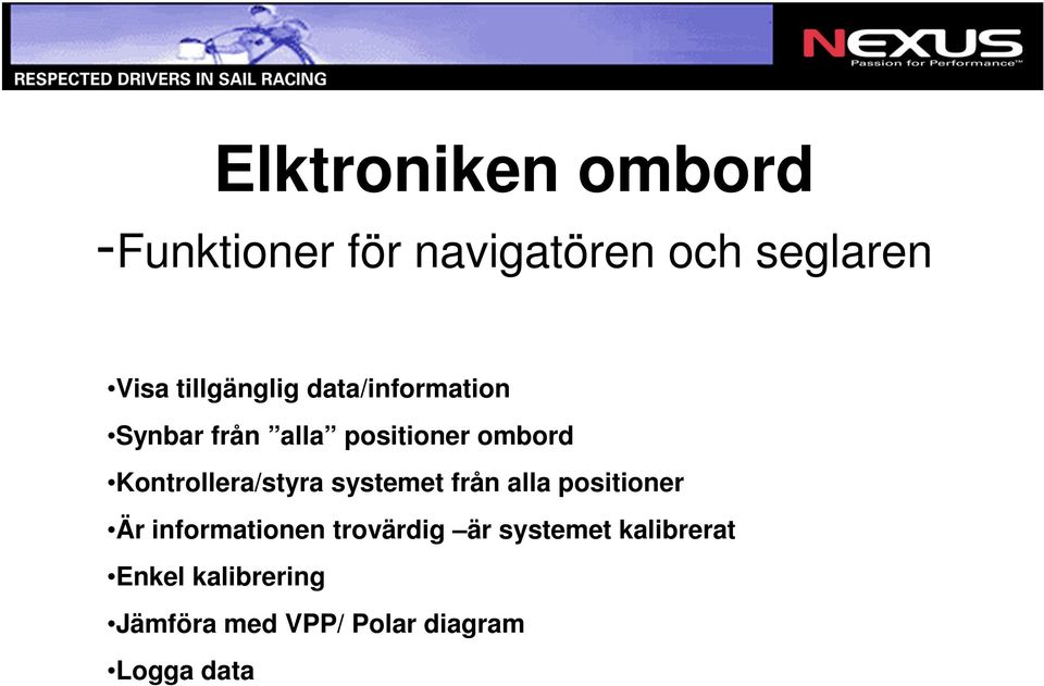 Kontrollera/styra systemet från alla positioner Är informationen