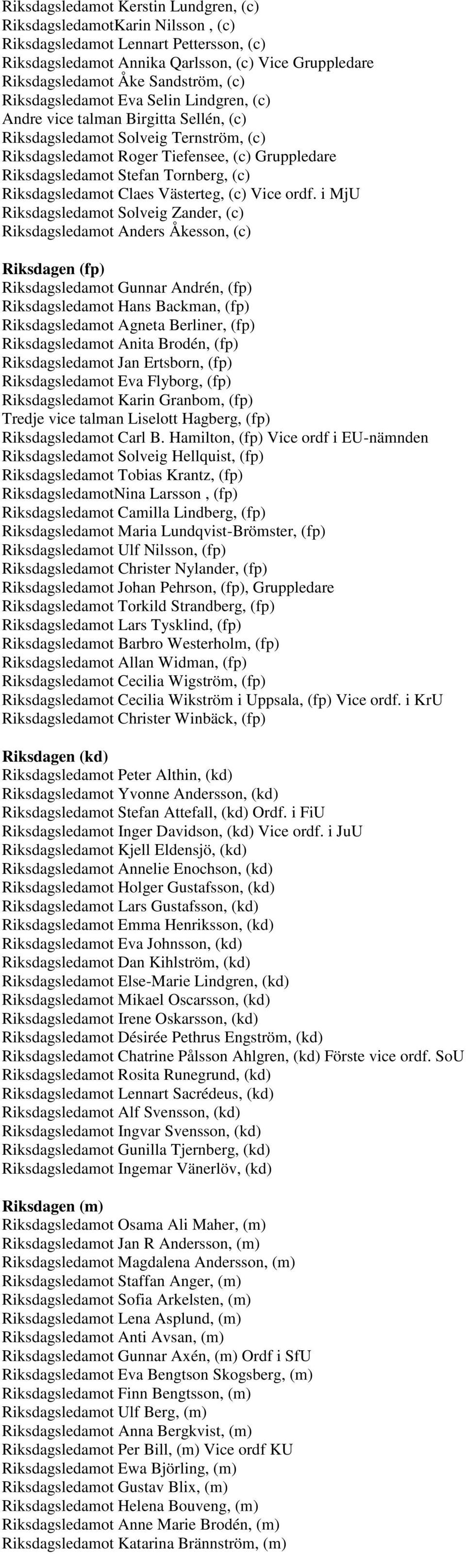 Tornberg, (c) Riksdagsledamot Claes Västerteg, (c) Vice ordf.