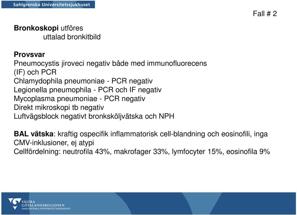 mikroskopi tb negativ Luftvägsblock negativt bronksköljvätska och NPH BAL vätska: kraftig ospecifik inflammatorisk