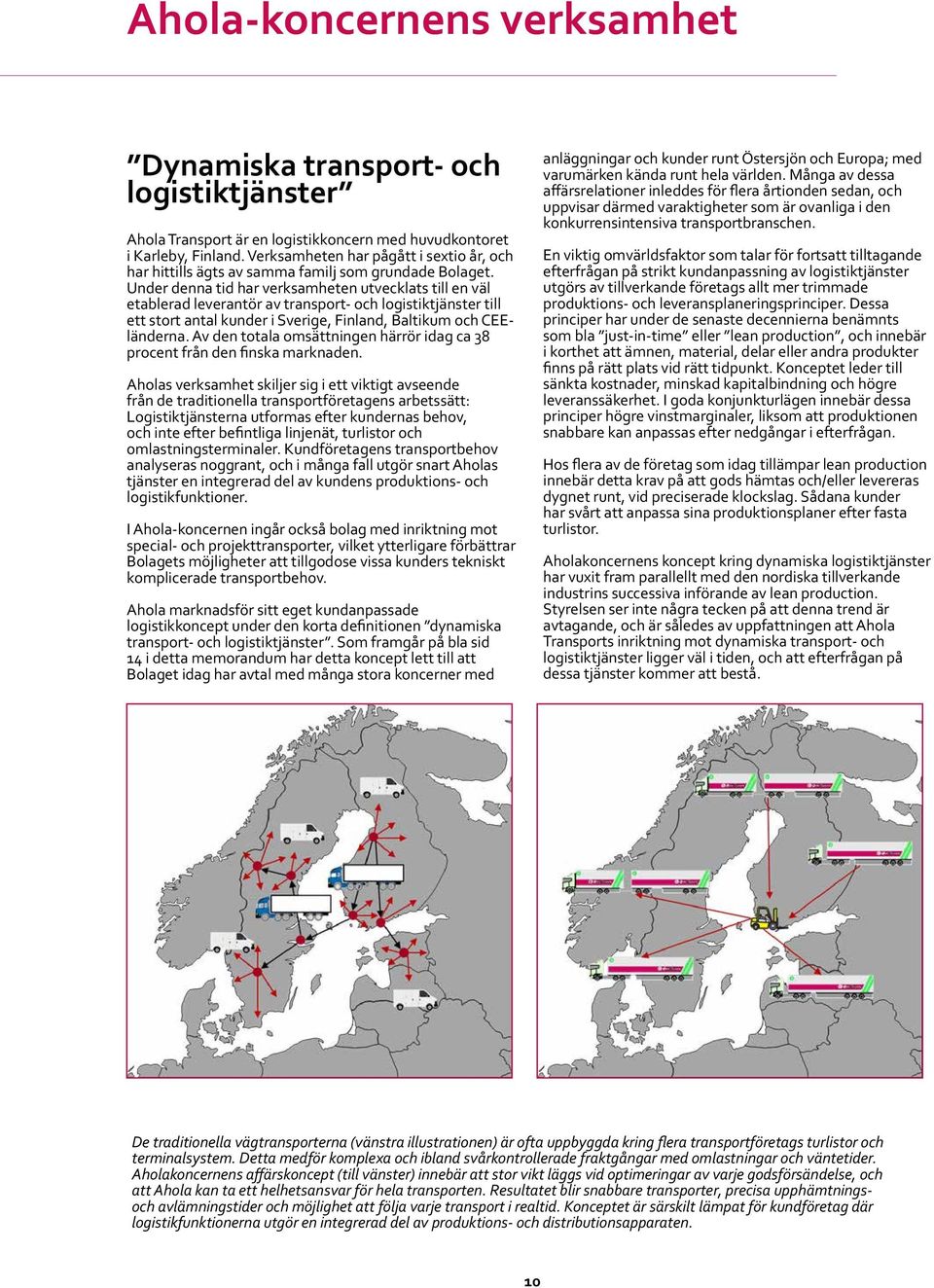 Under denna tid har verksamheten utvecklats till en väl etablerad leverantör av transport- och logistiktjänster till ett stort antal kunder i Sverige, Finland, Baltikum och CEEländerna.