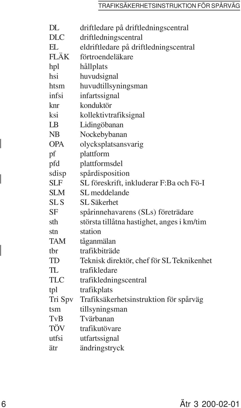 Nockebybanan olycksplatsansvarig plattform plattformsdel spårdisposition SL föreskrift, inkluderar F:Ba och Fö-I SL meddelande SL Säkerhet spårinnehavarens (SLs) företrädare största tillåtna