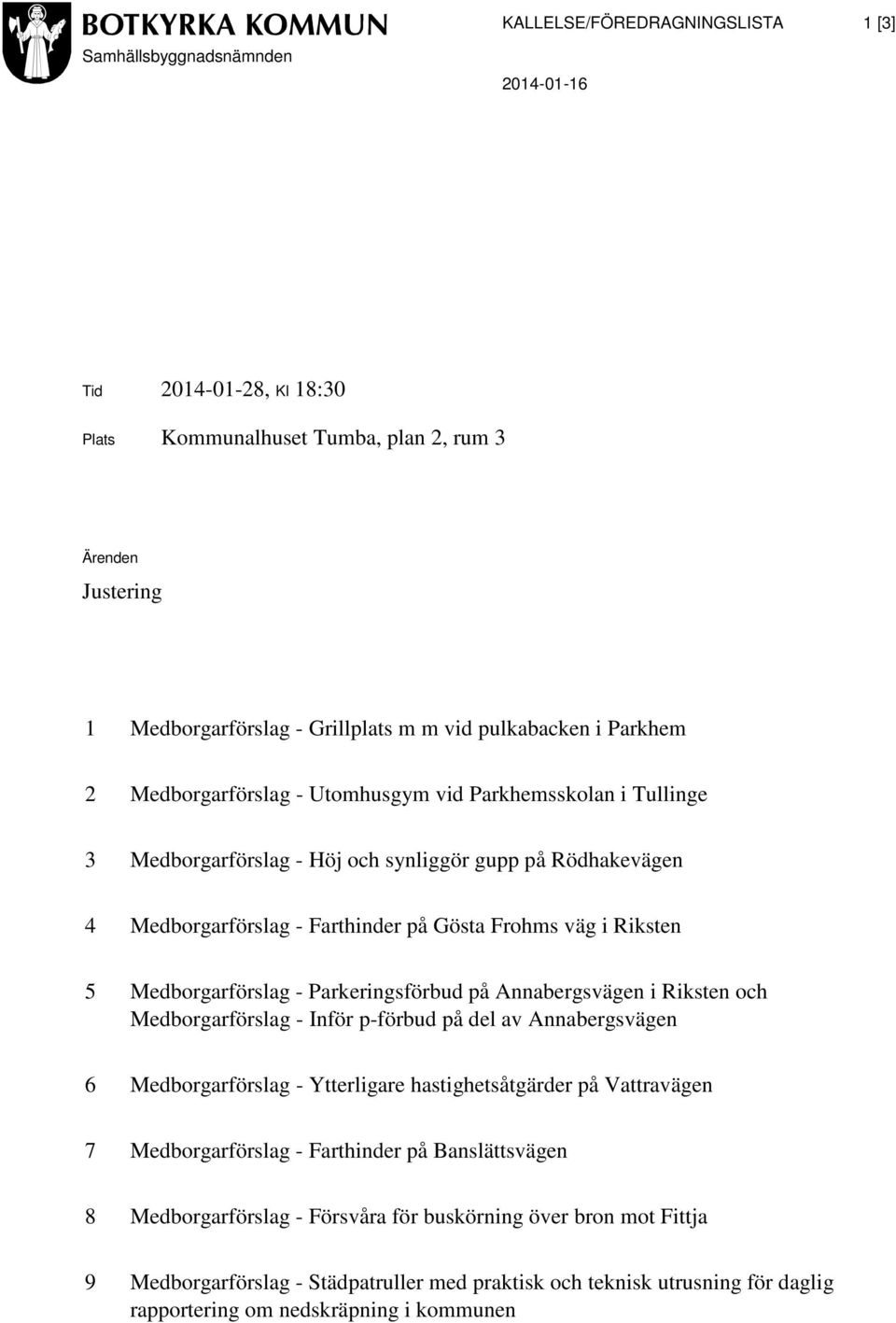 Riksten 5 Medborgarförslag - Parkeringsförbud på Annabergsvägen i Riksten och Medborgarförslag - Inför p-förbud på del av Annabergsvägen 6 Medborgarförslag - Ytterligare hastighetsåtgärder på