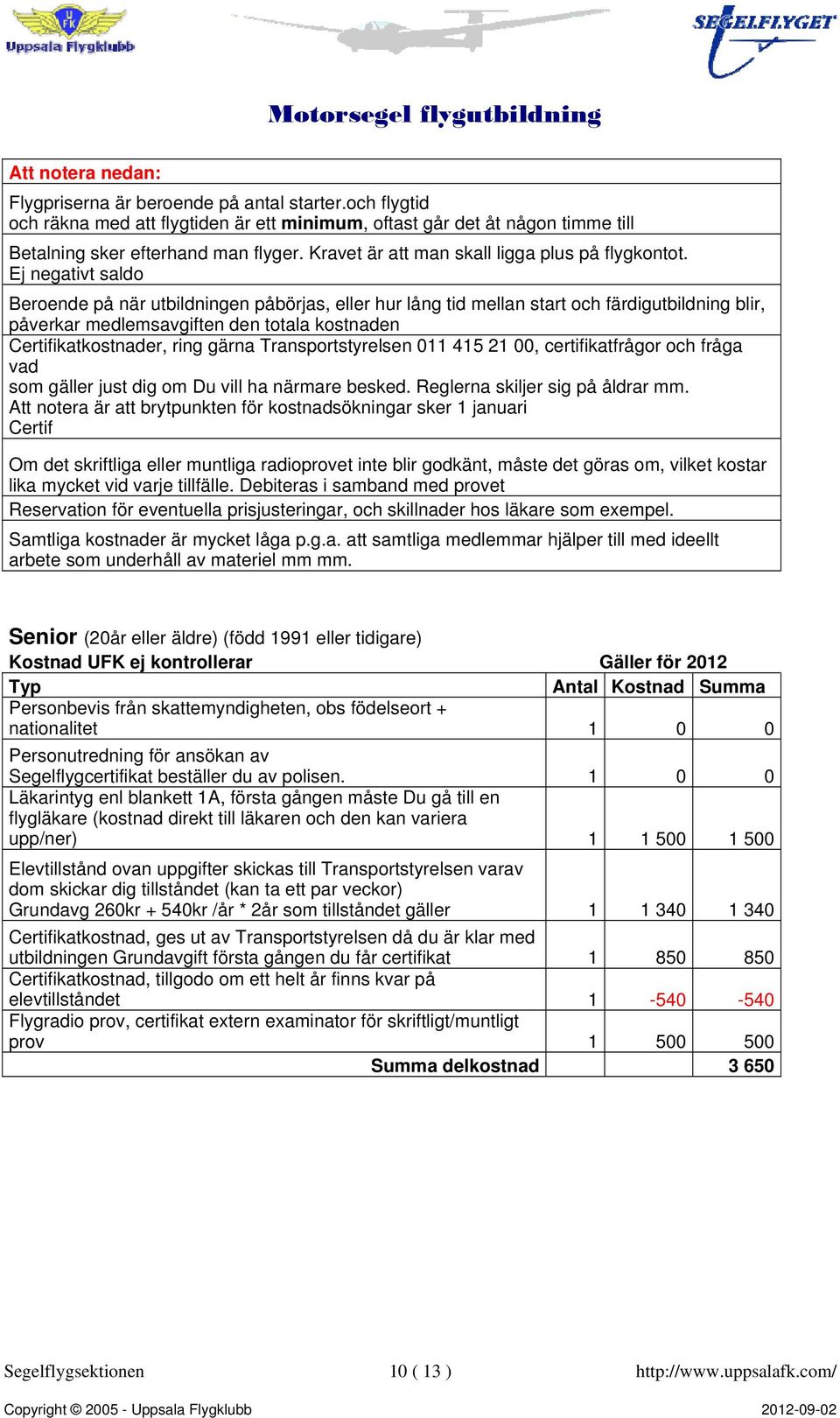 Ej negativt saldo Beroende på när utbildningen påbörjas, eller hur lång tid mellan start och färdigutbildning blir, påverkar medlemsavgiften den totala kostnaden Certifikatkostnader, ring gärna