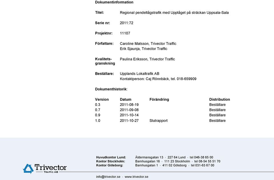 3 2011-08-19 Beställare 0.7 2011-09-08 Beställare 0.9 2011-10-14 Beställare 1.