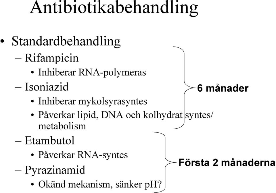 Påverkar lipid, DNA och kolhydrat syntes/ metabolism! Etambutol!