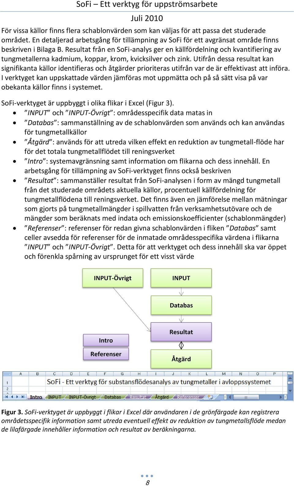 Resultat från en SoFi-analys ger en källfördelning och kvantifiering av tungmetallerna kadmium, koppar, krom, kvicksilver och zink.