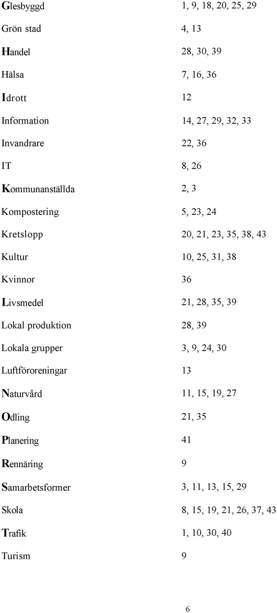 Kvinnor 36 Livsmedel 21, 28, 35, 39 Lokal produktion 28, 39 Lokala grupper 3, 9, 24, 30 Luftfšroreningar 13 NaturvŒrd 11, 15, 19,