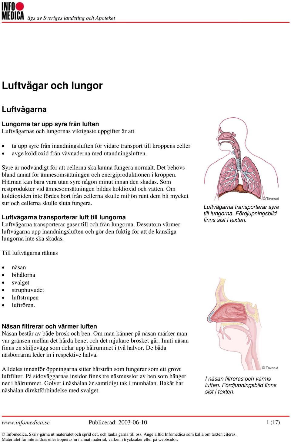 Hjärnan kan bara vara utan syre någon minut innan den skadas. Som restprodukter vid ämnesomsättningen bildas koldioxid och vatten.